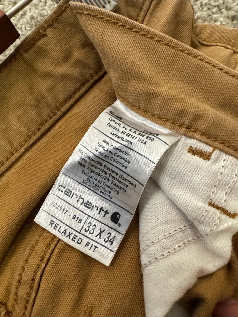 Carhartt Tan Hickory Relaxed Fit Slim Work Pants - Picture 12 of 12